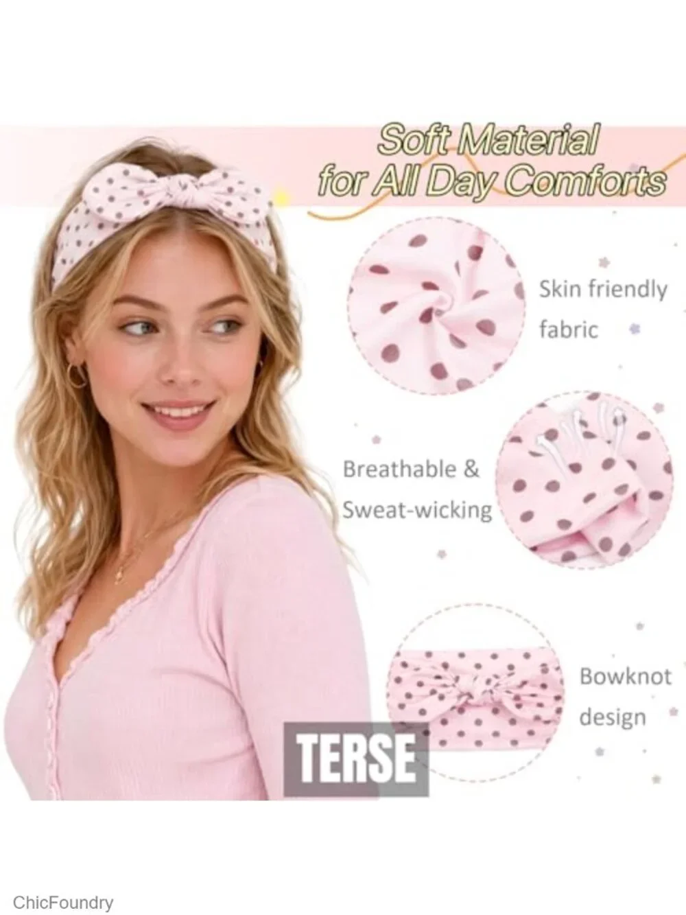 6 Pack Polka Dot Bow Headbands for Women, Trendy Stretchy Fashion Hairbands